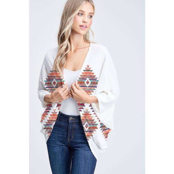 Aztec-mönstrad kimono kofta med lös passform för wholesale av Phil Love