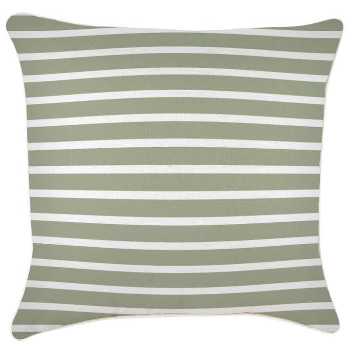 Capa de almofada - com tubulação - Hampton Stripe Sage - 60 cm x 60 cm por atacado de Escape To Paradise