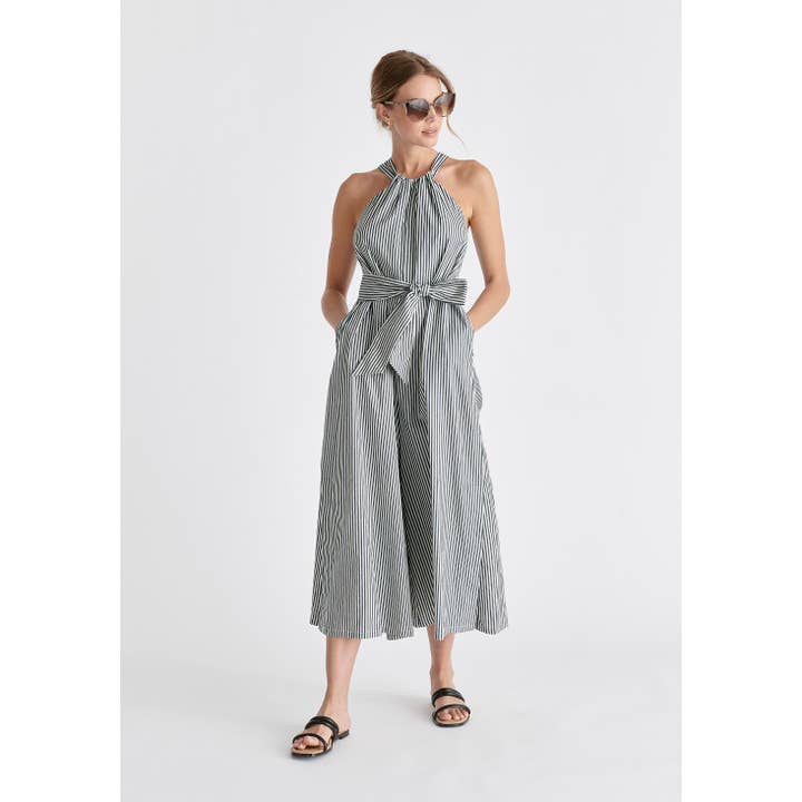 Striped Halterneck Cotton Jumpsuit for wholesale by Paisie