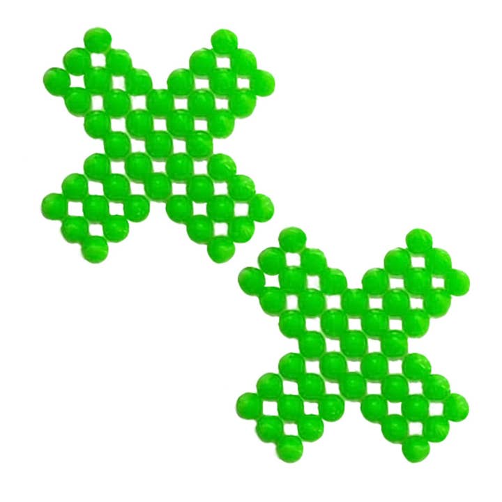 Toxic Nightmare Neon Green UV Stud X Nipple Cover Pasties for wholesale by Neva Nude