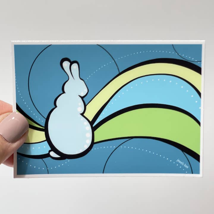 Sticker Abstrait Lapin bleu et vert pour la vente par Art Magic by Jewels Bee