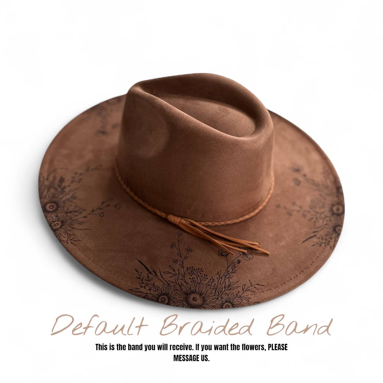 Wild Indigo - Wholesale Cowboy Hat - Women's - Suede Rancher Hat, Cowboy Hat | Sunflower Floral Brim5