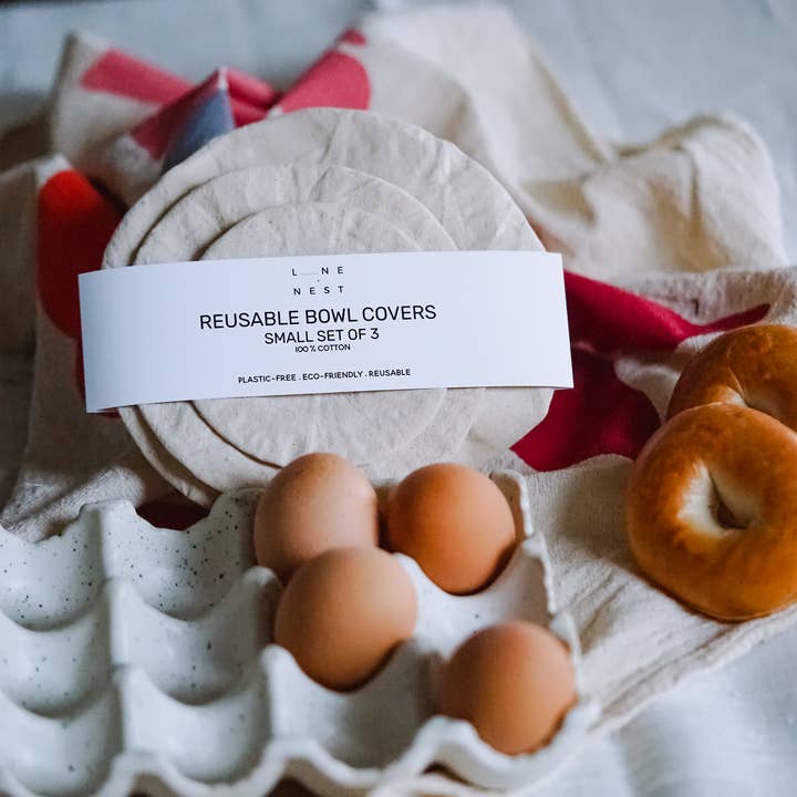 Couvre-bol réutilisables 100 % coton - Petit lot de 3 pour la vente par Line and Nest