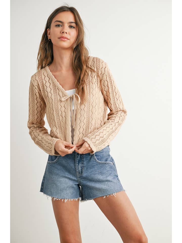 Vanilla Monkey - Wholesale Cardigan - Women's - Knitted Tie-front Cardigan6