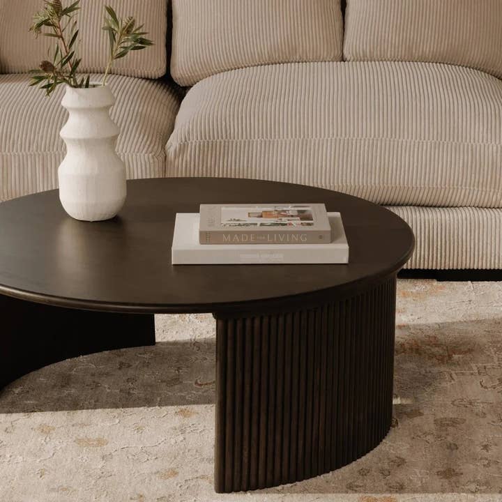 LOOMLAN - Wholesale Coffee Table - Penny Solid Oak Top Round Coffee Table28