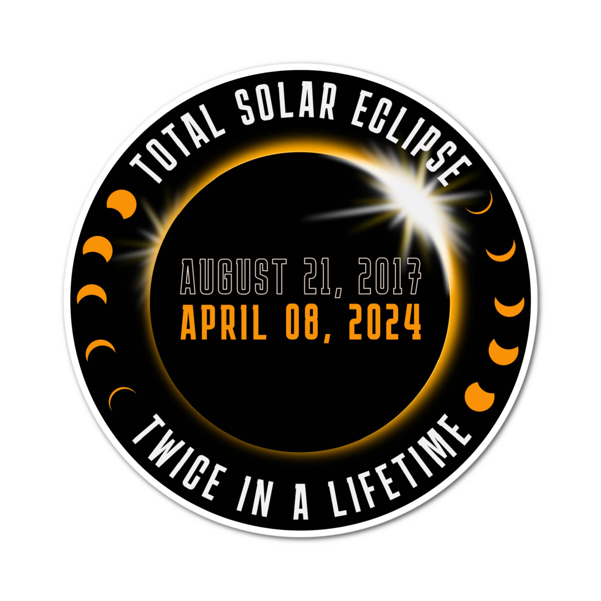 Jazzy Pop Stickers - Wholesale Sticker - 3" total Solar Eclipse 2024 moon laminated sticker usa sun