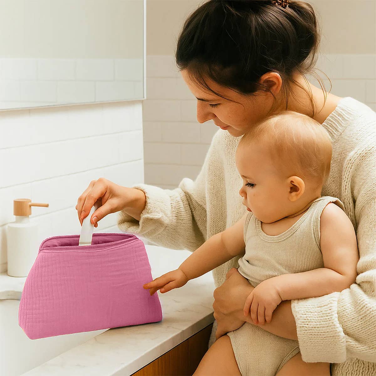 PAPATE - Wholesale Toiletry Bag - Women's - Organic Cotton Toiletry Bag - Pink2