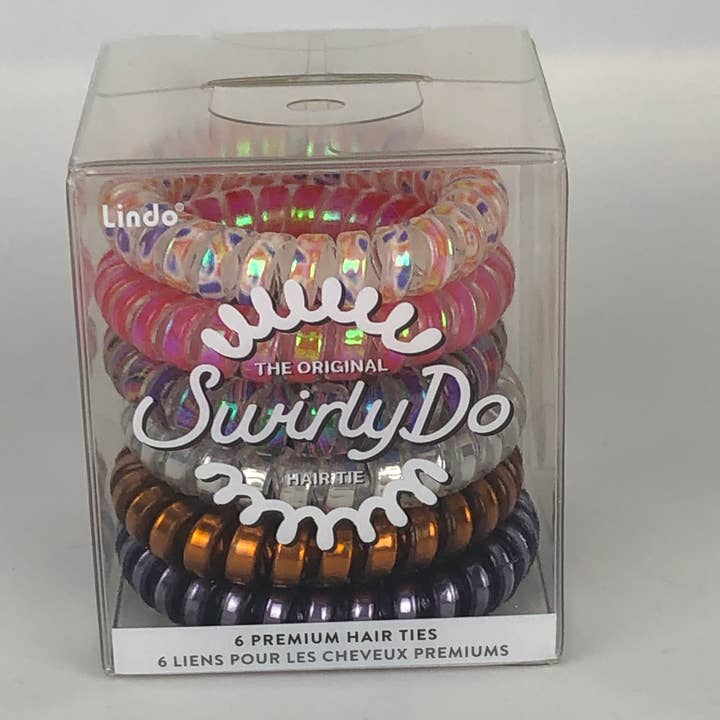 Lindo - Wholesale Hair Tie - Lindo Medium SwirlyDo – 6pcs/pk – Neutral Metallic
