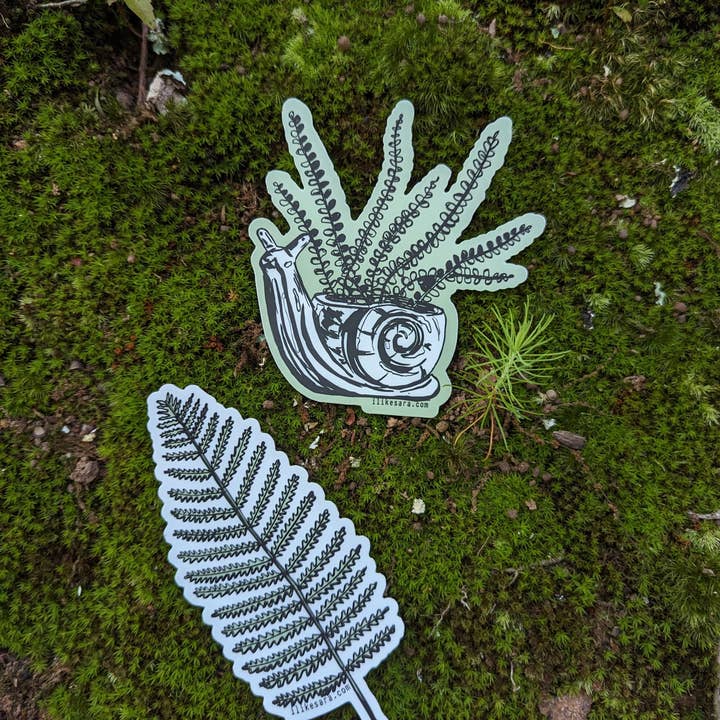 ilikesara | art + goods - Wholesale Sticker - sticker | fern in snail planter4