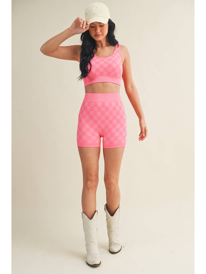 KIMBERLY C - Wholesale Activewear Set - Women's - Checkmate Cropped Two Piece Set38