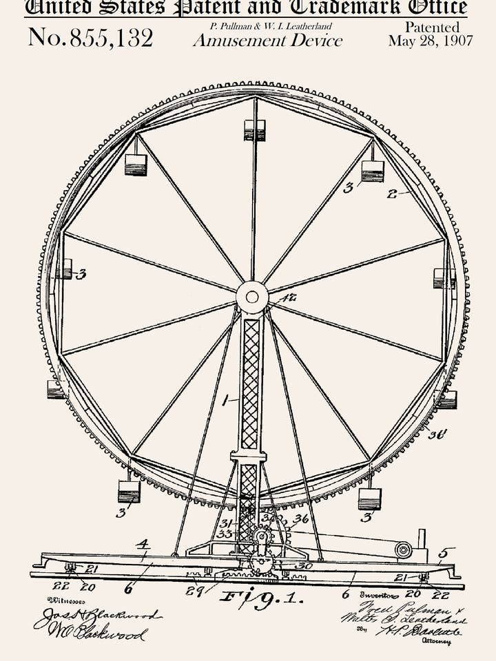 Amusement Device Ferris Wheel Everyday Greeting Card for wholesale by PATENT PRESS GREETING CARDS