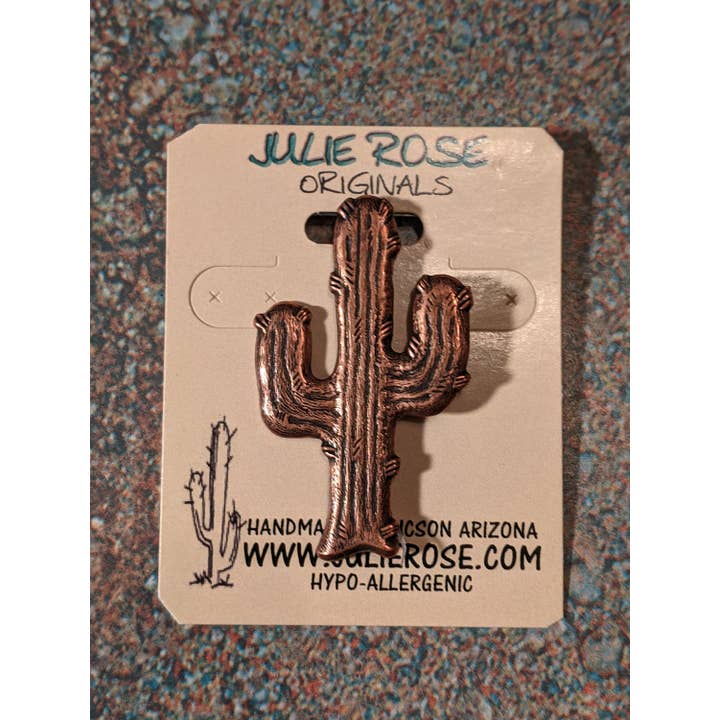 Julie Rose Originals - Wholesale Lapel Pin/Button - Cactus PIn, Copper Cactus Pin3