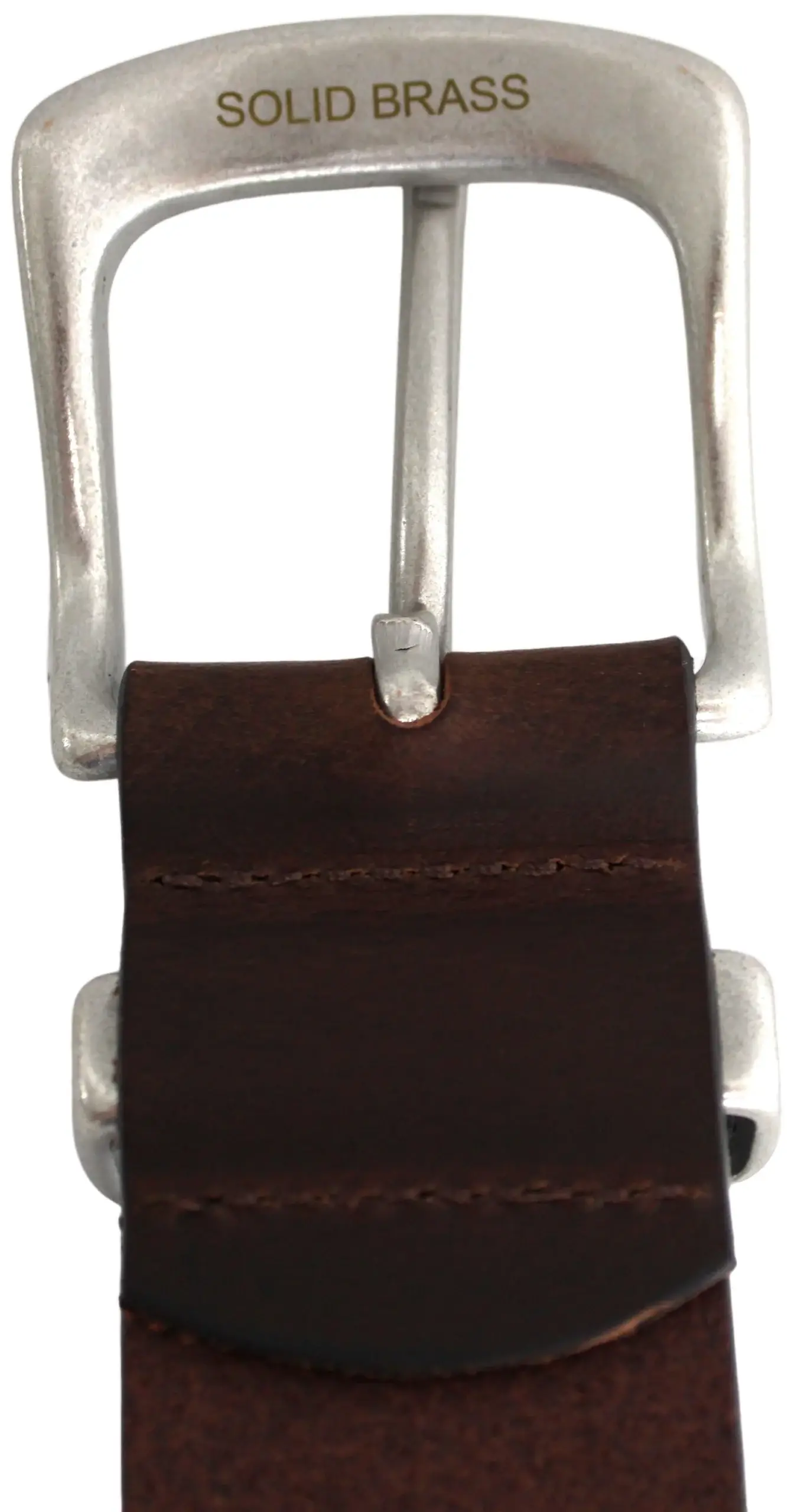 Brown Solid Brass Buckle & Keeper, Full Grain Genuine Leather Belt for wholesale on Faire10