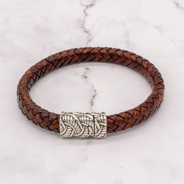 Arbor Trading Post - Wholesale Woven/Braided Bracelet - Leather Braided Bracelet with Magnetic Clasp (Choose from 3 Colors)3