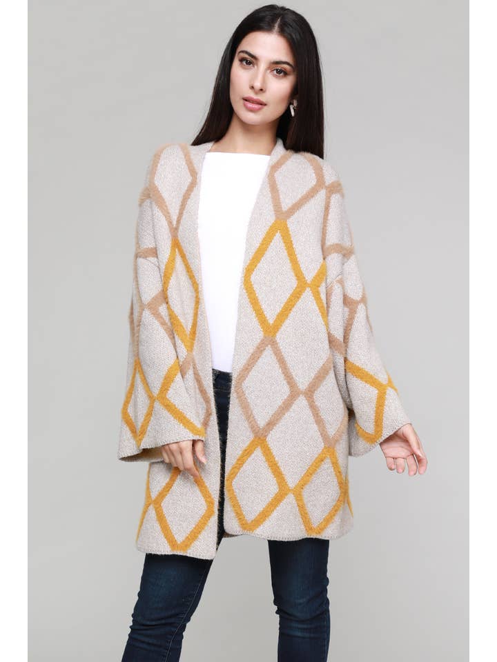 Taupe ST#FCL1170SW Oversize sweater cardigan for wholesale on Faire