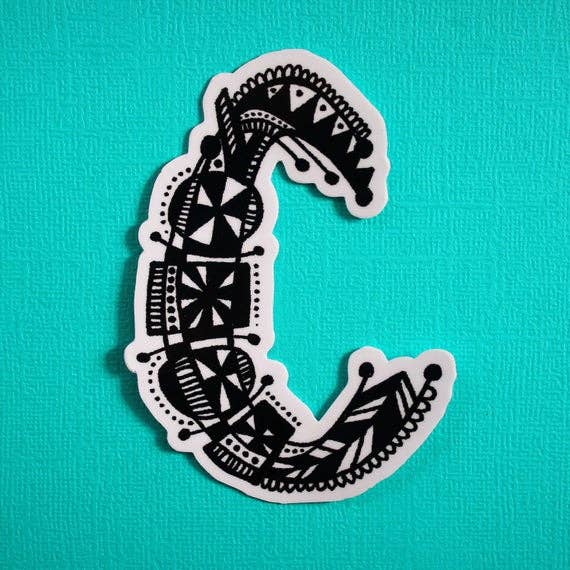 Zenspire Designs - Wholesale Sticker - Letter C Sticker (WATERPROOF)0