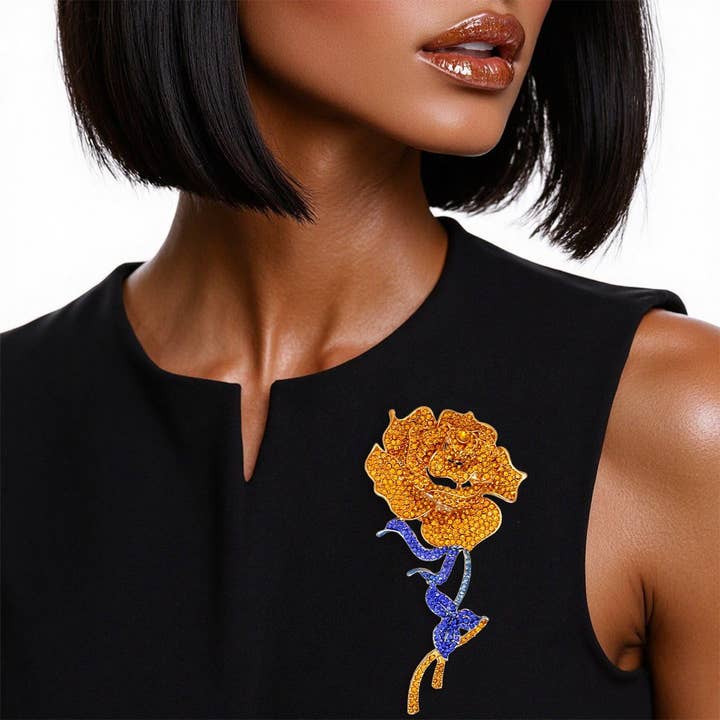 SGRHO Sisterhood Sparkle Gold Rose Blooming Brooch for wholesale by PinktownUSA