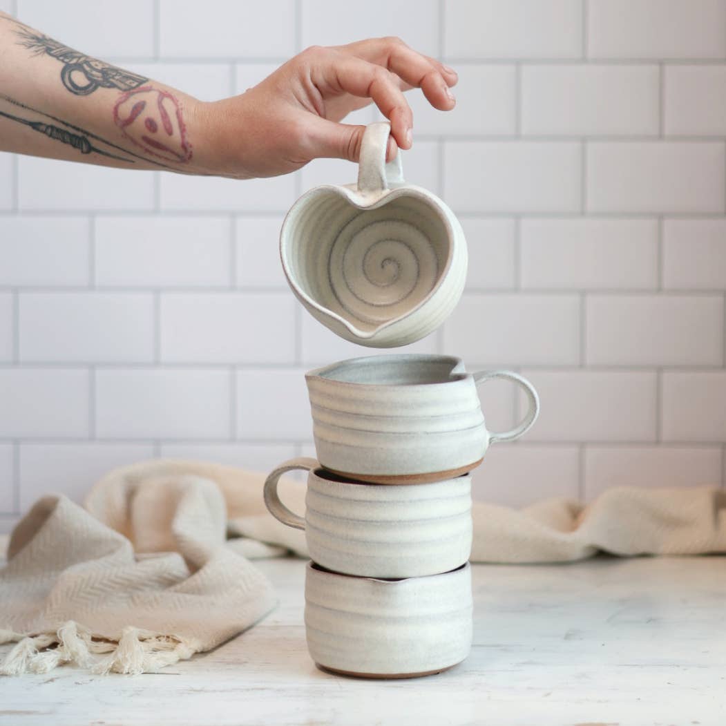 Gravesco Pottery - Wholesale Drinking Glass/Cup - Handmade Heart-Shaped Latte Mug in Cream2