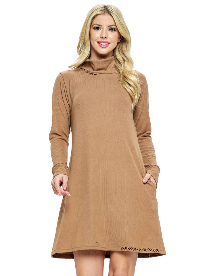 VESTIDO AJUSTADO CON CUELLO FALSO Y BOLSILLOS EN OFERTA para venta al por mayor de Yak & Yeti