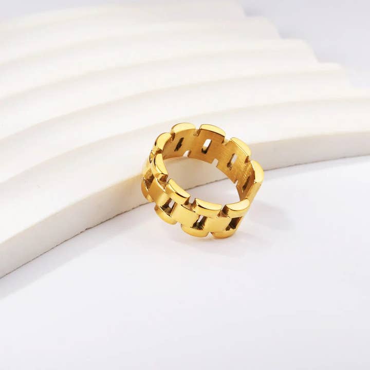 Duestelle Italia - Wholesale Chain Ring - QUADRUM - Geometric Ring in gold-plated waterproof steel1