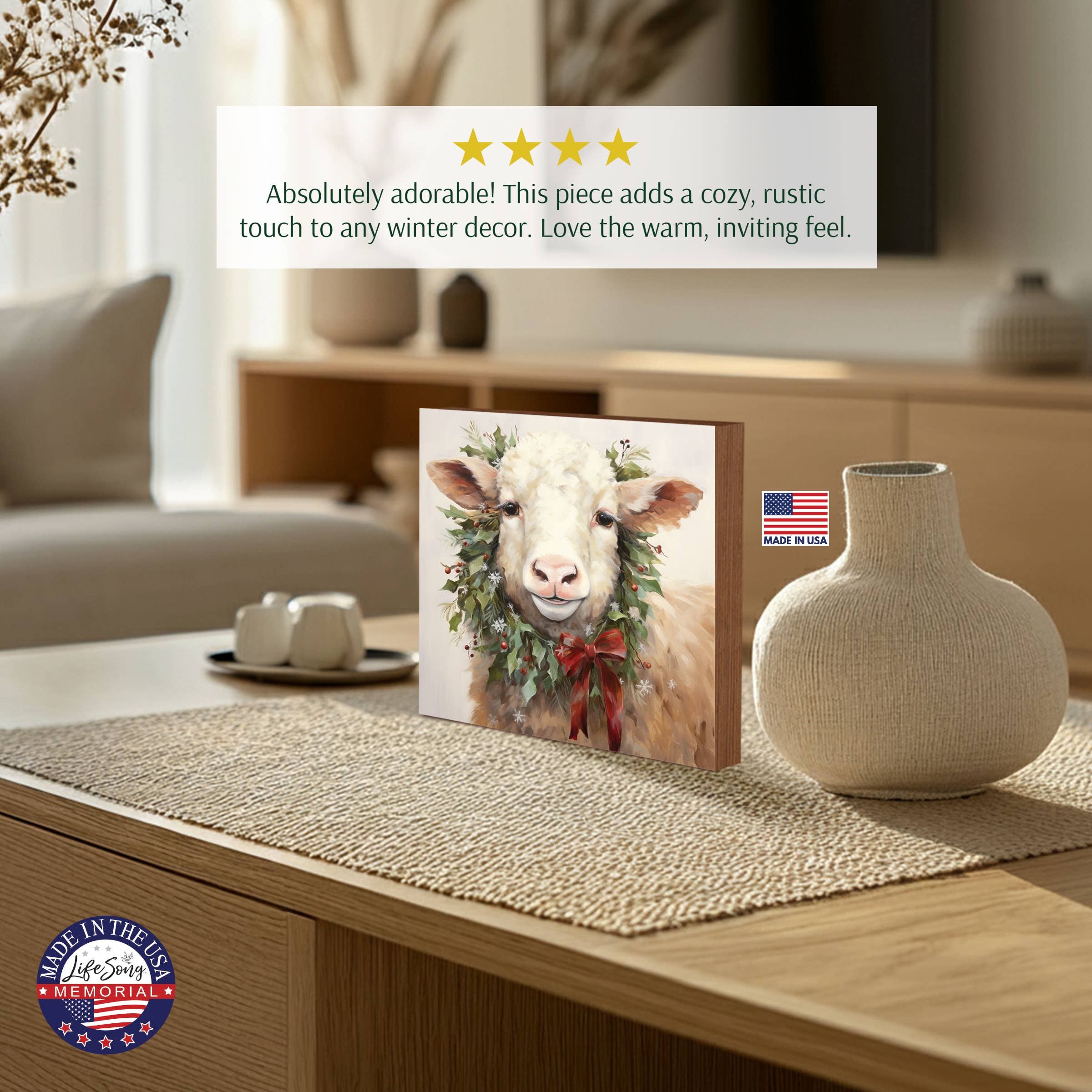 LifeSong Milestones - Wholesale Christmas Decoration - Highland Cow Christmas Decor Rustic Holiday Shelf Sitter6