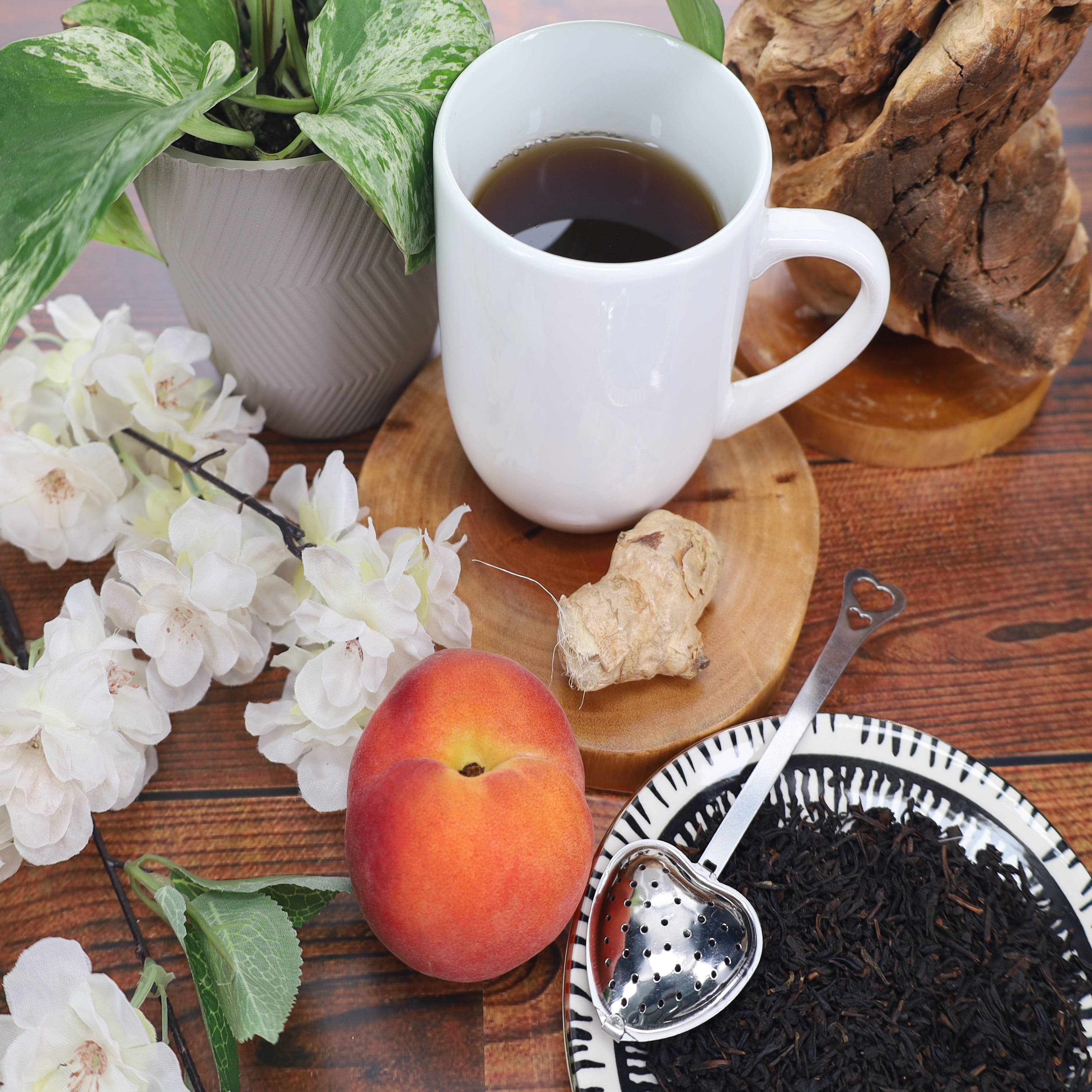 Cascade Teas & Botanicals - Vente Thé en vrac - Thé en vrac Gingembre Pêche, Citron Gingembre, Épices à l'Orange - Coffret 6 sachets2