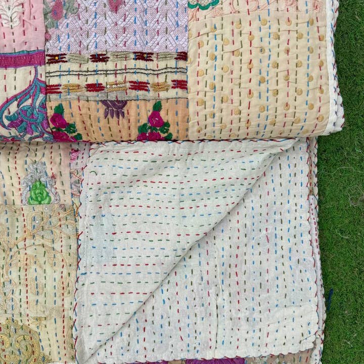 GYPSY STUDIO - Wholesale Quilt - Hand Embroidery Cotton Kantha Patchwork Queen Size Quilts7