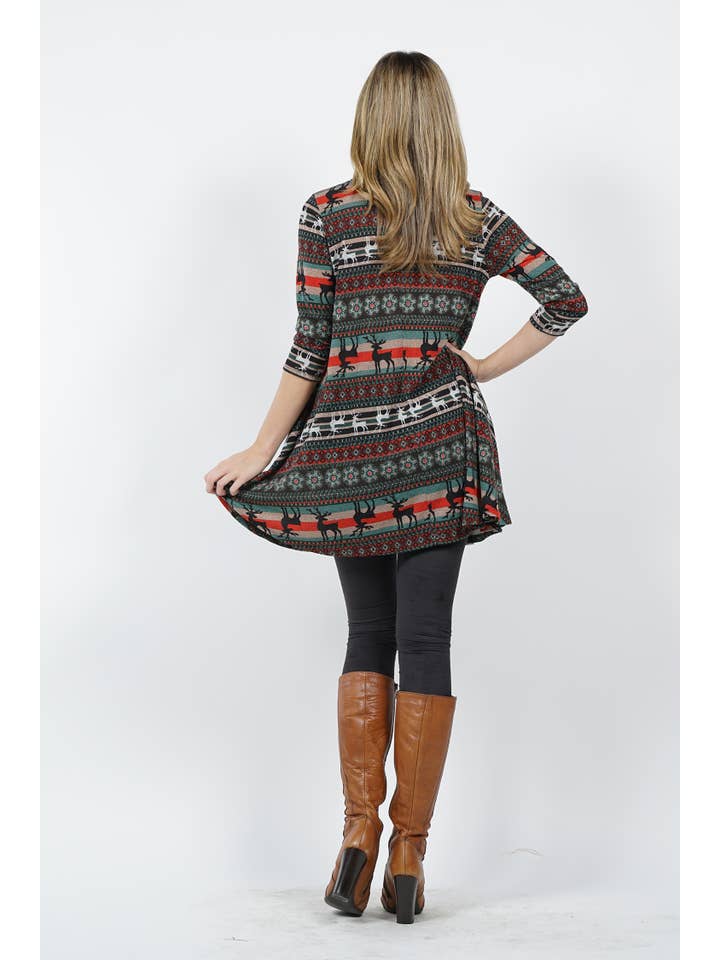 SYBC-oliv-52980 .SI-11536 Plus Print Tunika med två fickor för wholesale på Faire