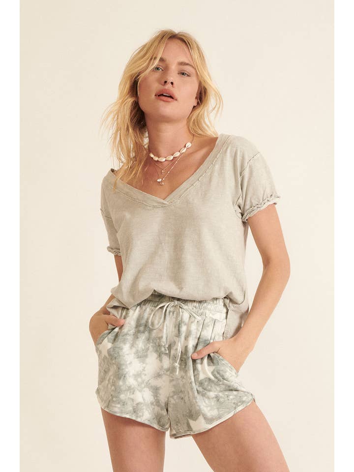 Promesa USA - Wholesale T-Shirt - Women's - Vintage Mineral Washed Raw-Edge V-Neck Tee