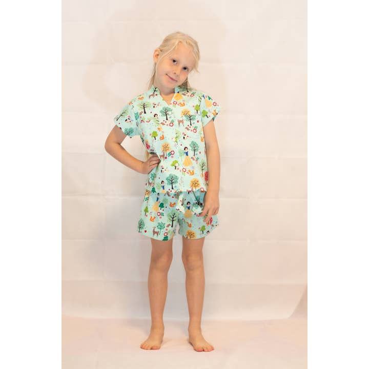 Baby Girls Princess Kimono Pajamas Short Set. 100% cotton for wholesale by Angeline Kids