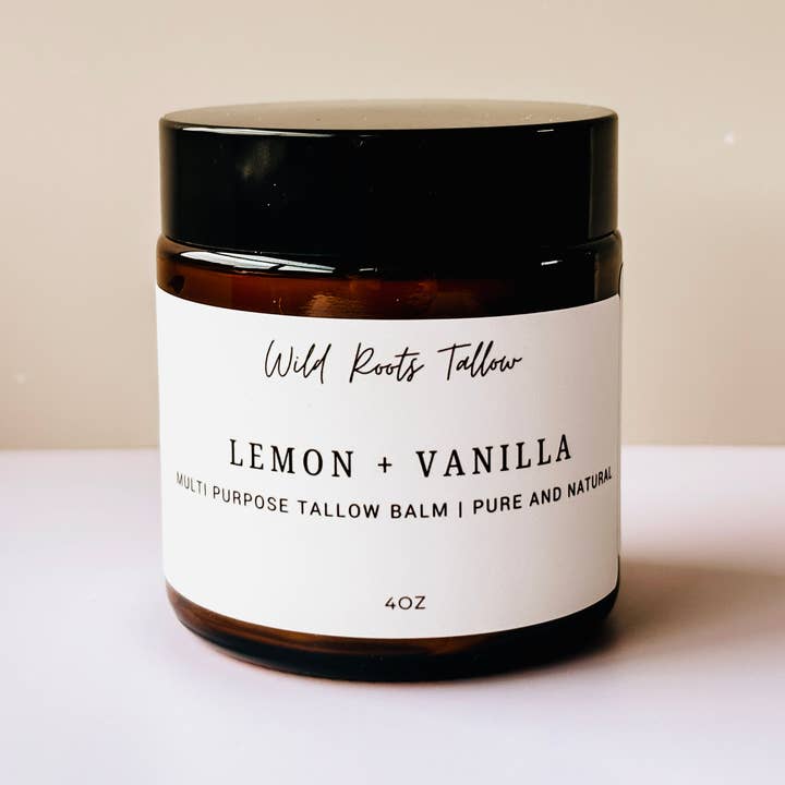 Wild Roots Tallow Co. - Wholesale Facial Moisturizer - Lemon + Vanilla Whipped Tallow Balm | Grass Fed Beef Tallow