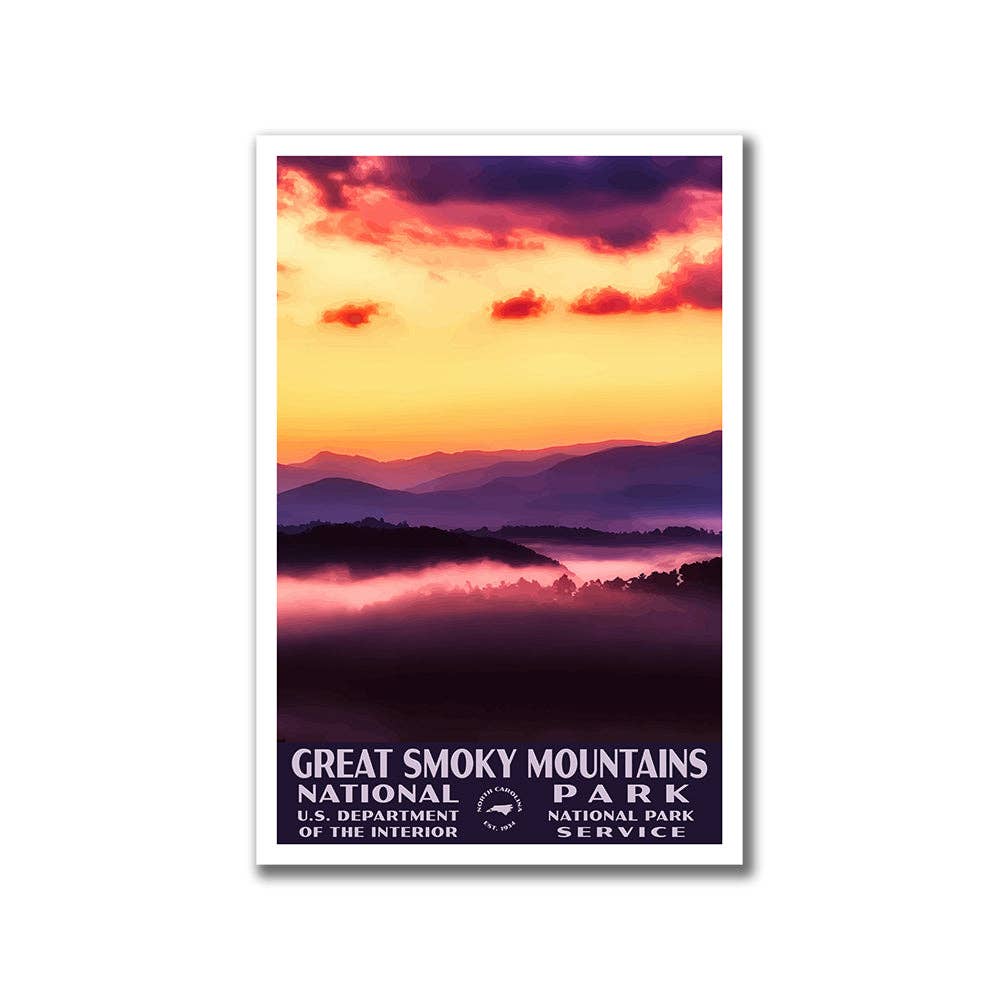 Just Go Travel Studios - Wholesale Poster - Great Smoky Mountains National Park Poster-WPA (Sunrise) - WS0