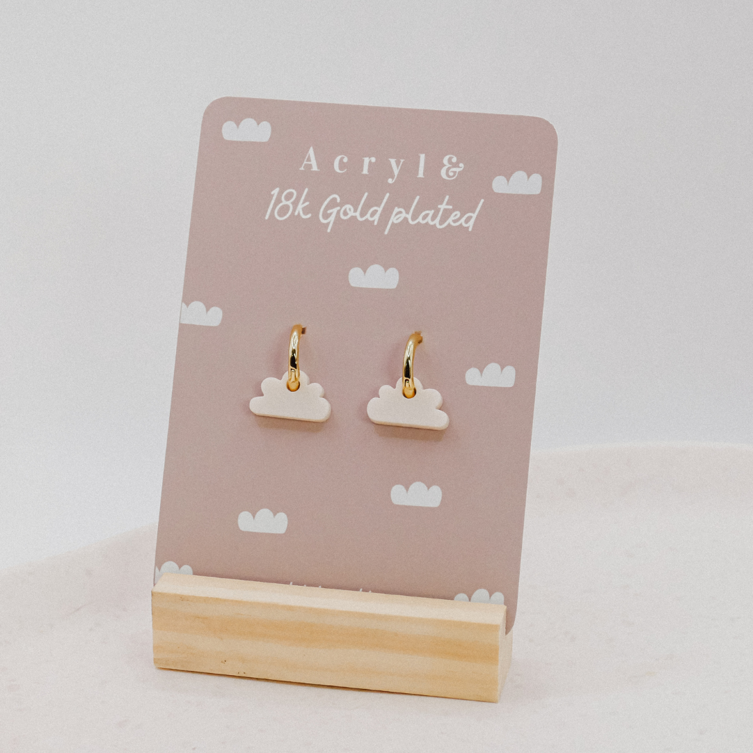 Tilda&Theo - Wholesale Dangle Earrings - 18K gold-plated white cloud creole creole cloud earrings4