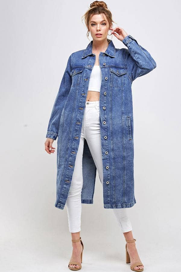 BLUE AGE – wholesale Denim jacket – Women's – Long Trench Coat Denim Jean Jacket (OPEN PACK)5