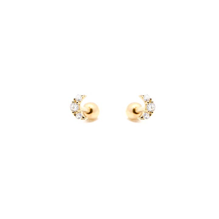 KIKICHIC - Wholesale Stud/post earrings - CZ Diamond Moon Screw Flat Back Earrings5