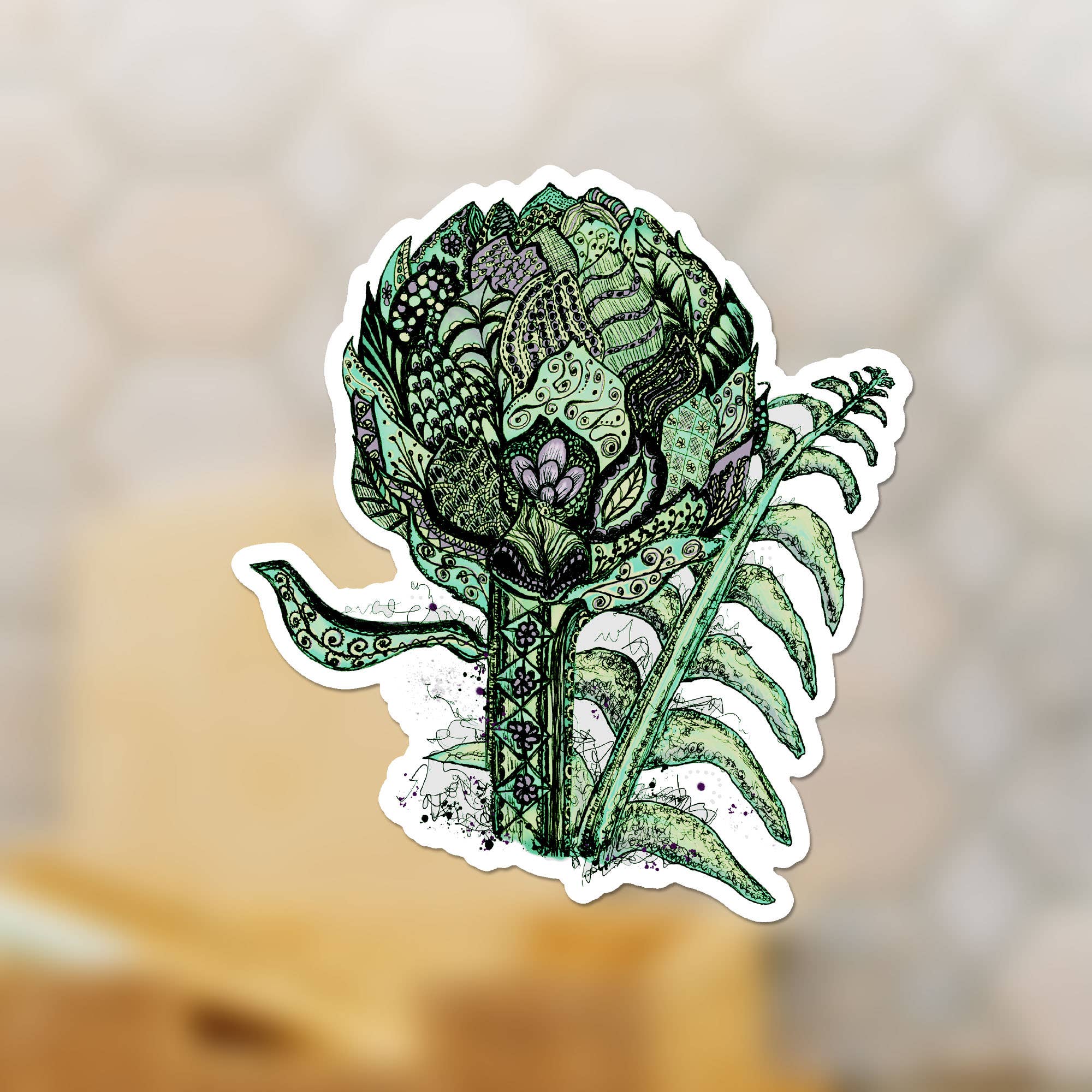 Katekreates - Vente Autocollant - Autocollant artichaut, autocollant alimentaire, autocollant végétal à l'artichaut