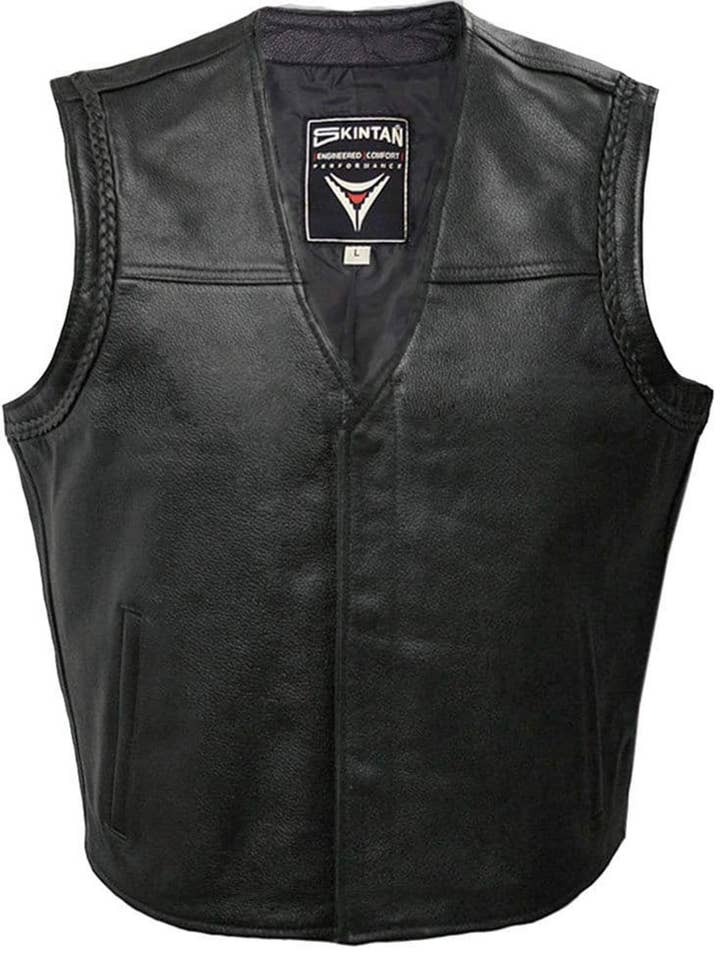 Leather Vest, Leather Biker Waistcoat, Jax Vest for wholesale by Skintan