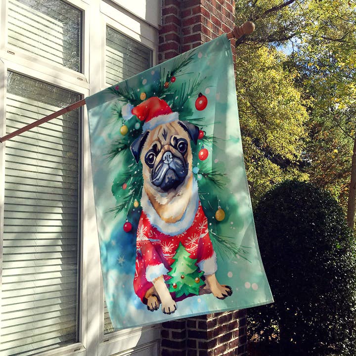 Pug Christmas House Flag DAC3598 for wholesale by Caroline's Treasures