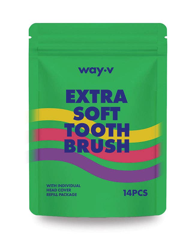 WAY.V - Wholesale Toothbrush - WAY.V Extra Soft Toothbrush Refill for Sensitive Gums and Teeth - Green 14pcs7