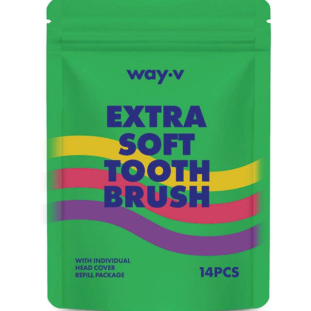 WAY.V - Wholesale Toothbrush - WAY.V Extra Soft Toothbrush Refill for Sensitive Gums and Teeth - Green 14pcs7