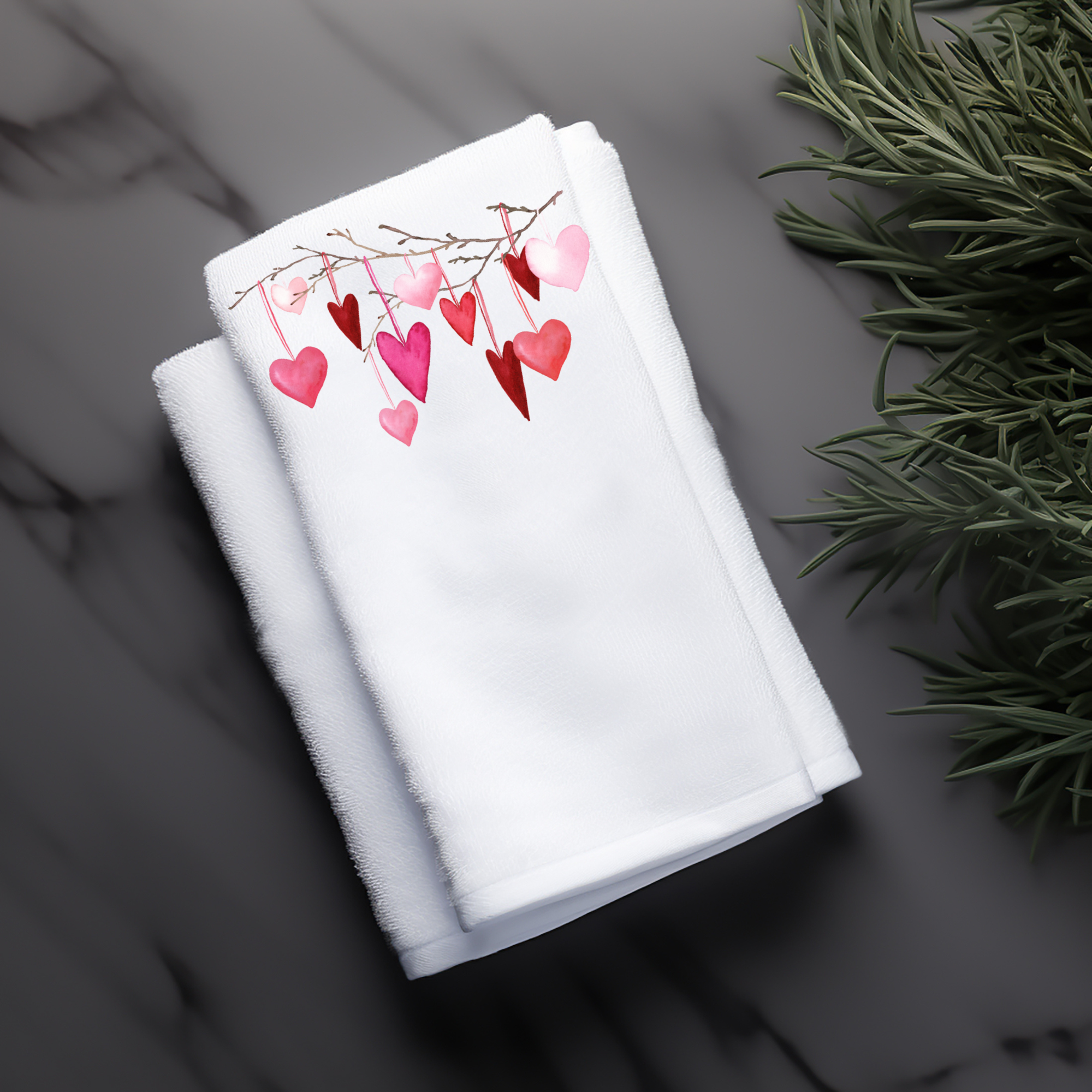 Fernville Creations - Wholesale Hand Towel - Valentine Heart Tip Towel, Spring Tea Towel, Elegant Bath3