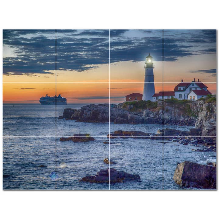 Fyrtårn keramiske fliser vægmaleri PT500830 for engroshandel hos Picture-Tiles.com