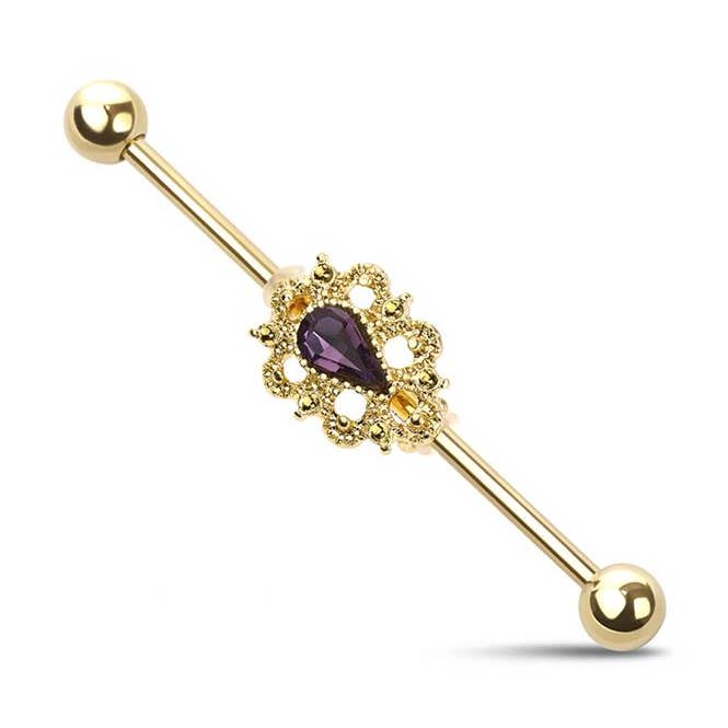 TEAR DROP CENTERED LACE DECORATION INDUSTRIAL BARBELL for wholesale by CRAVE