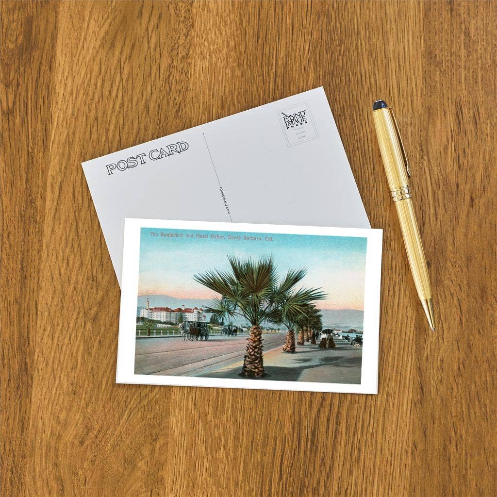 Found Image Press – wholesale Postcard – Postcard SB-13 Hotel Potter, Palm Trees, Santa Barbara, Cali1