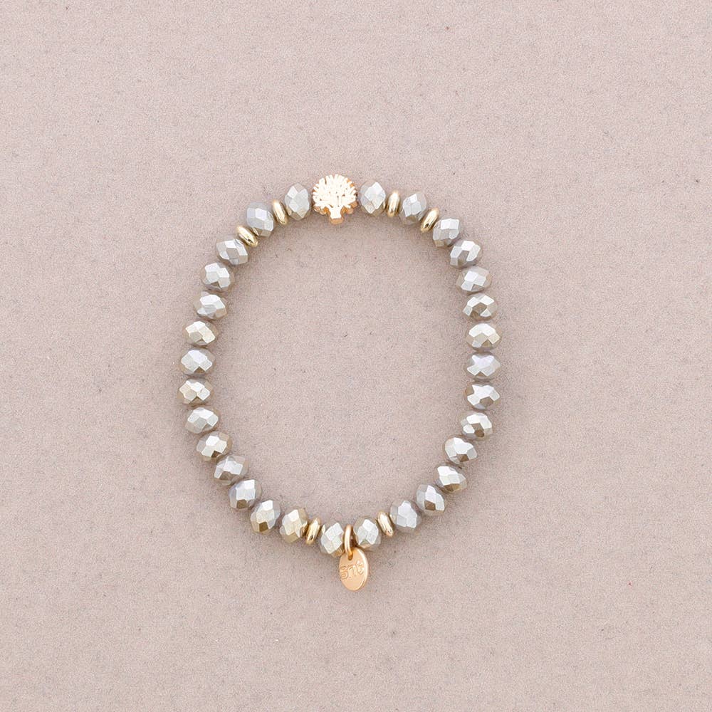 Sonata - Venta al por mayor Pulsera de cuentas - Pulsera Elastica Cristales Facetados Arbol Metal2