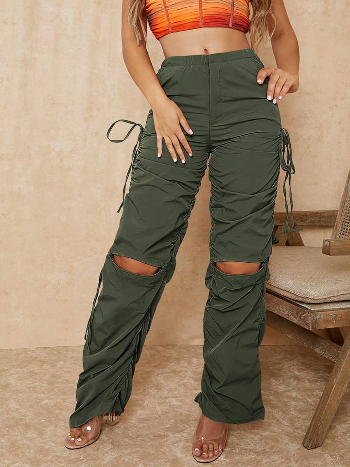 Flarix - Wholesale Pants - Women's - Ruched Drawstring Cargo Pants2