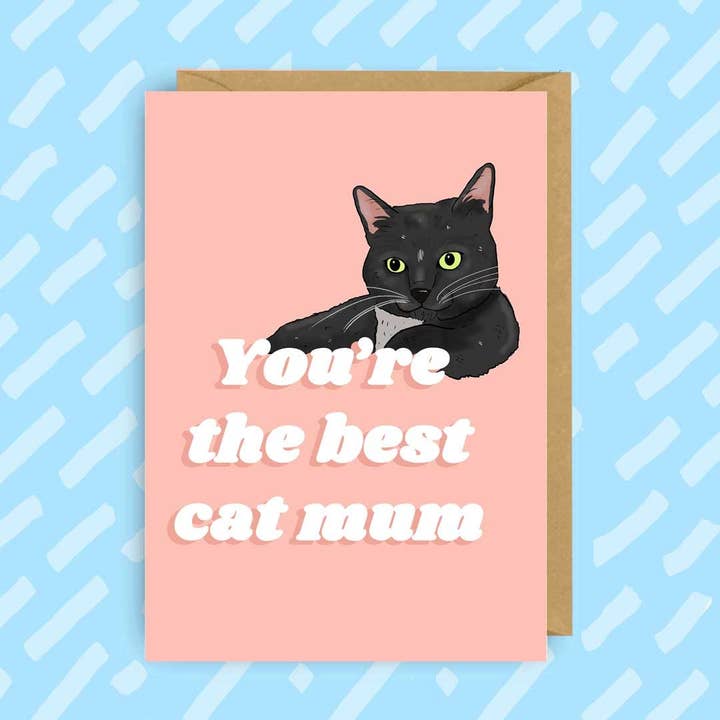 The Best Cat Mum | Mother's Day Greeting Card | for wholesale by The Queer Store