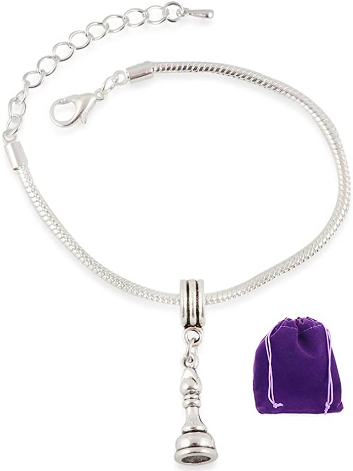 Bishop Bracelet | Chess Piece Stainless Steel Snake Chain Charm Bracelet for wholesale by Dave The Bunny