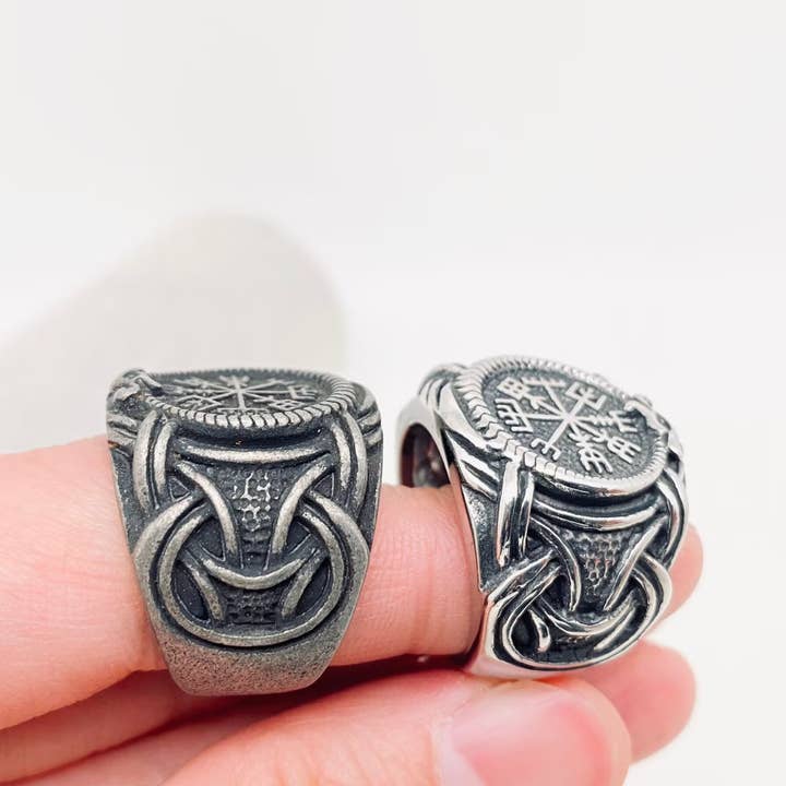 Mio Queena - Vendita all'ingrosso Anelli con sigillo - Anello da uomo Viking Compass in acciaio inossidabile - MJ/MR5