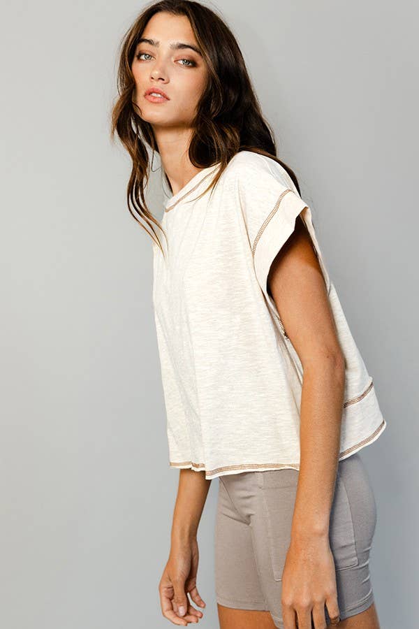 BUCKETLIST INC - Wholesale Knit Top - Women's - T2177 Overlap Open Back Reverse Stitched Crop Top12